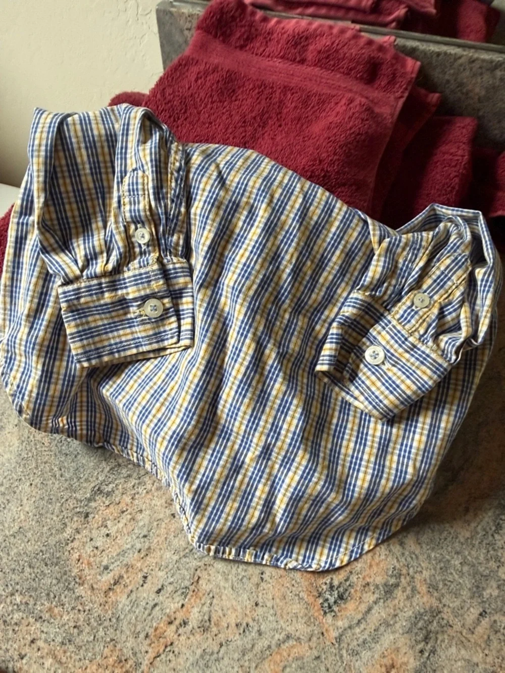 Gap 100% cotton button-down long sleeve kids, toddler shirt 3 years plaid preppy